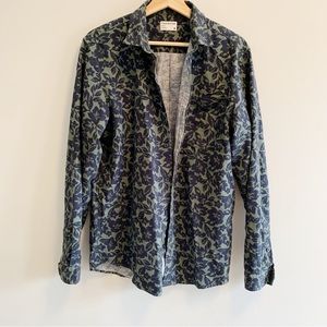 Frank & Oak Men’s Floral Button Down Collared Long Sleeved Shirt